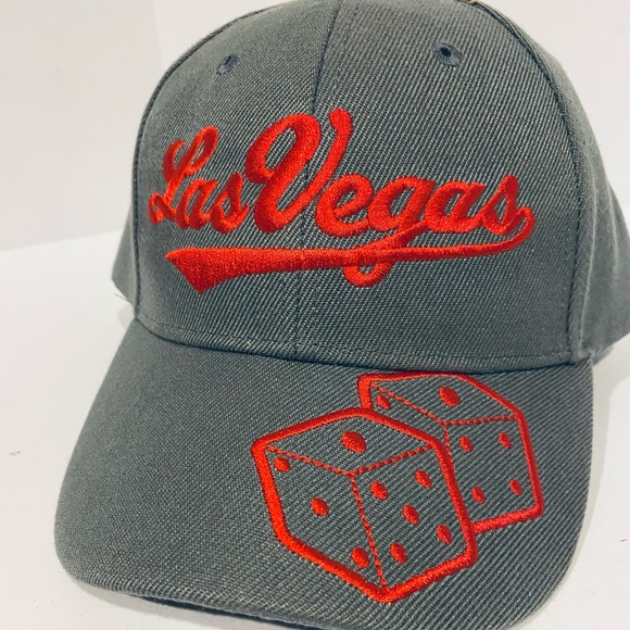 New Las Vegas Baseball Adjustable Hat Dice Embroidered Red Gray Koskash Headwear - Picture 3 of 6